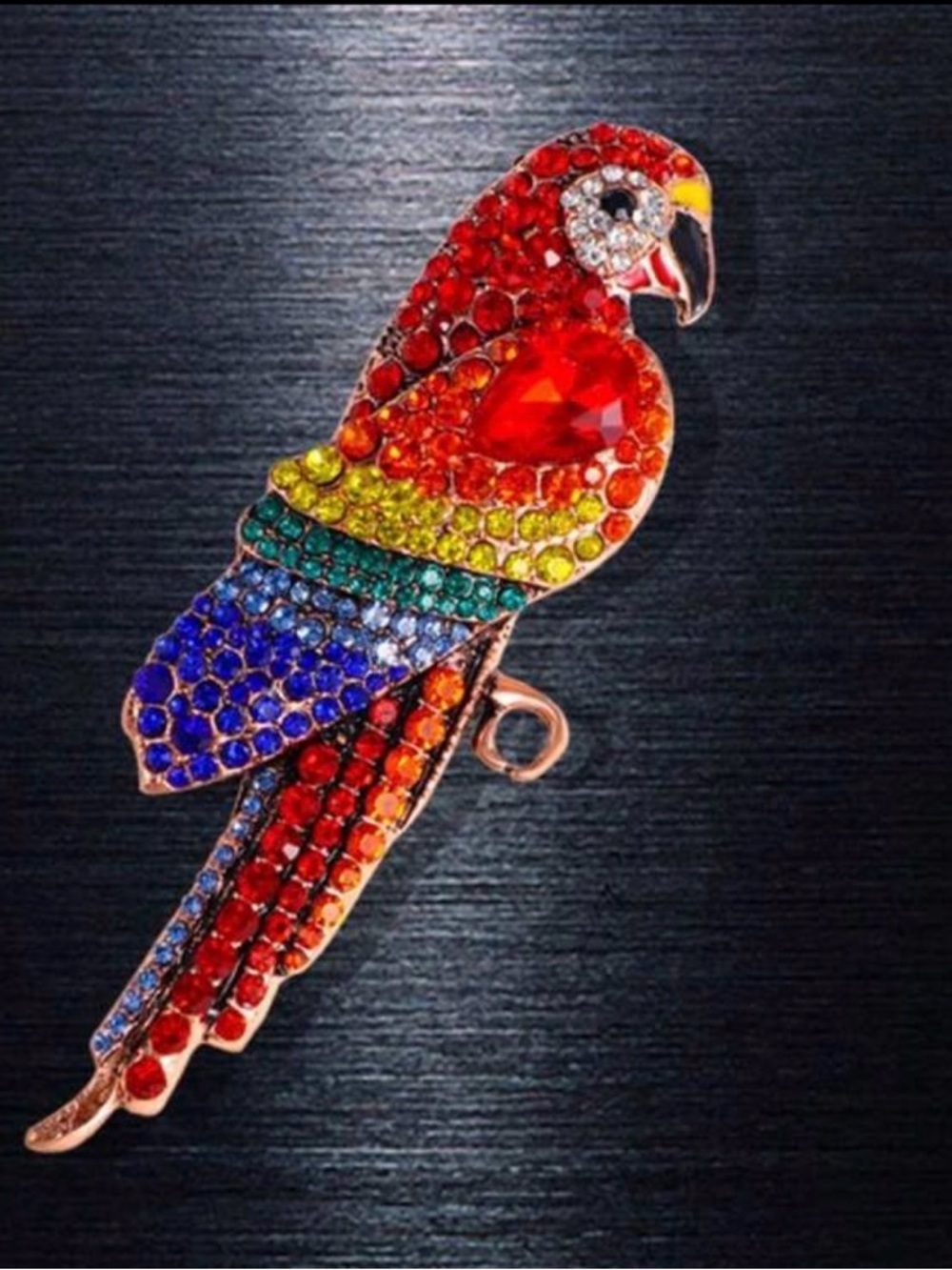 Multicolor Parrot Crystal Brooch - Vibrant Bird Pin